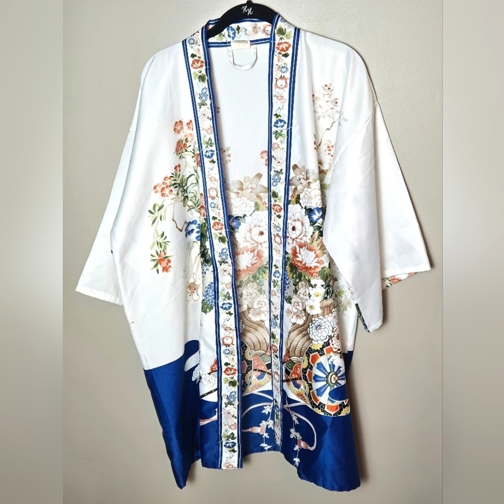 Vintage Japanese Floral Art To Wear Kimono Duster, One Size